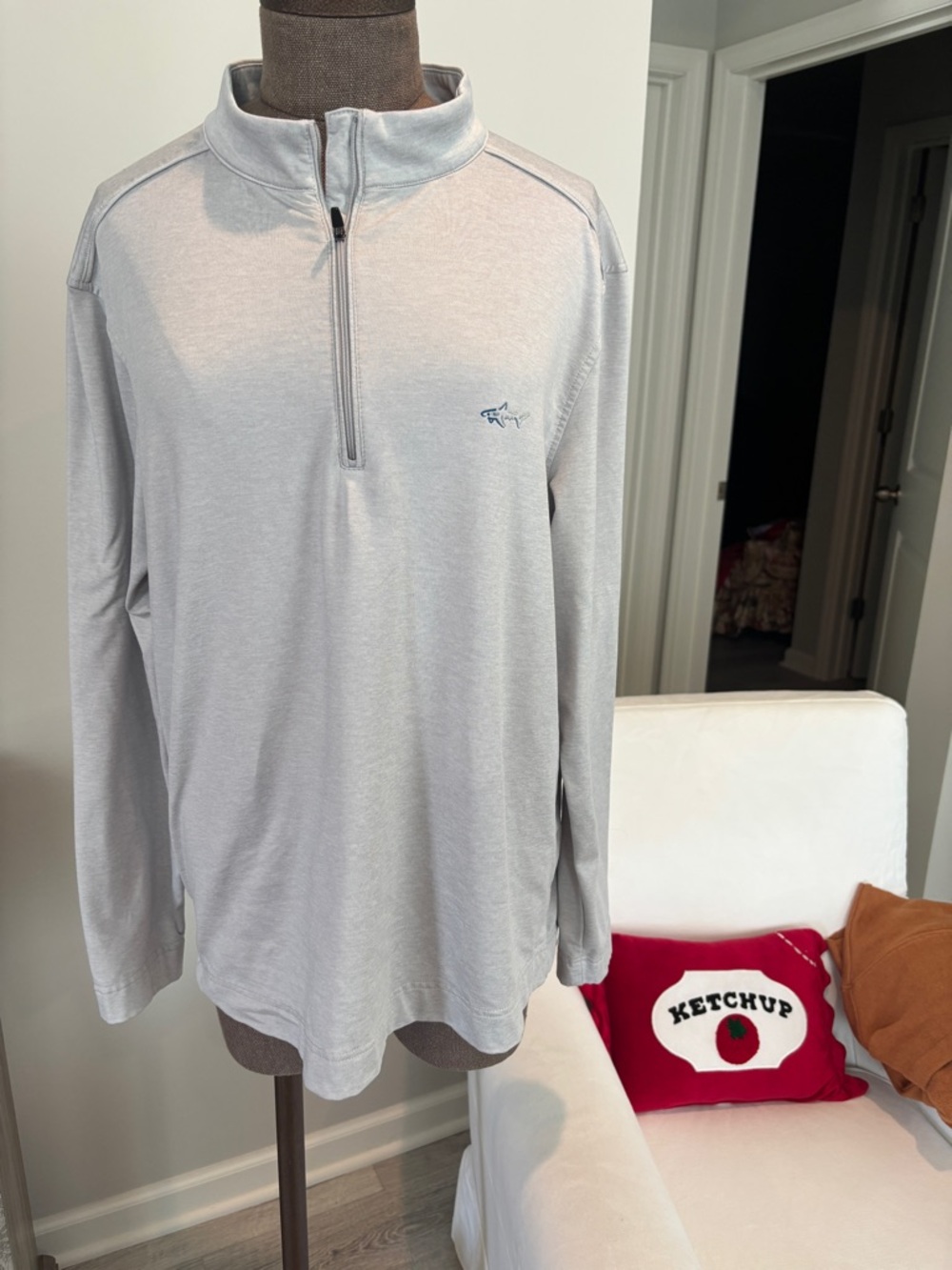 Light Gray 1/4 Zip Pullover with Subtle Logo Medium